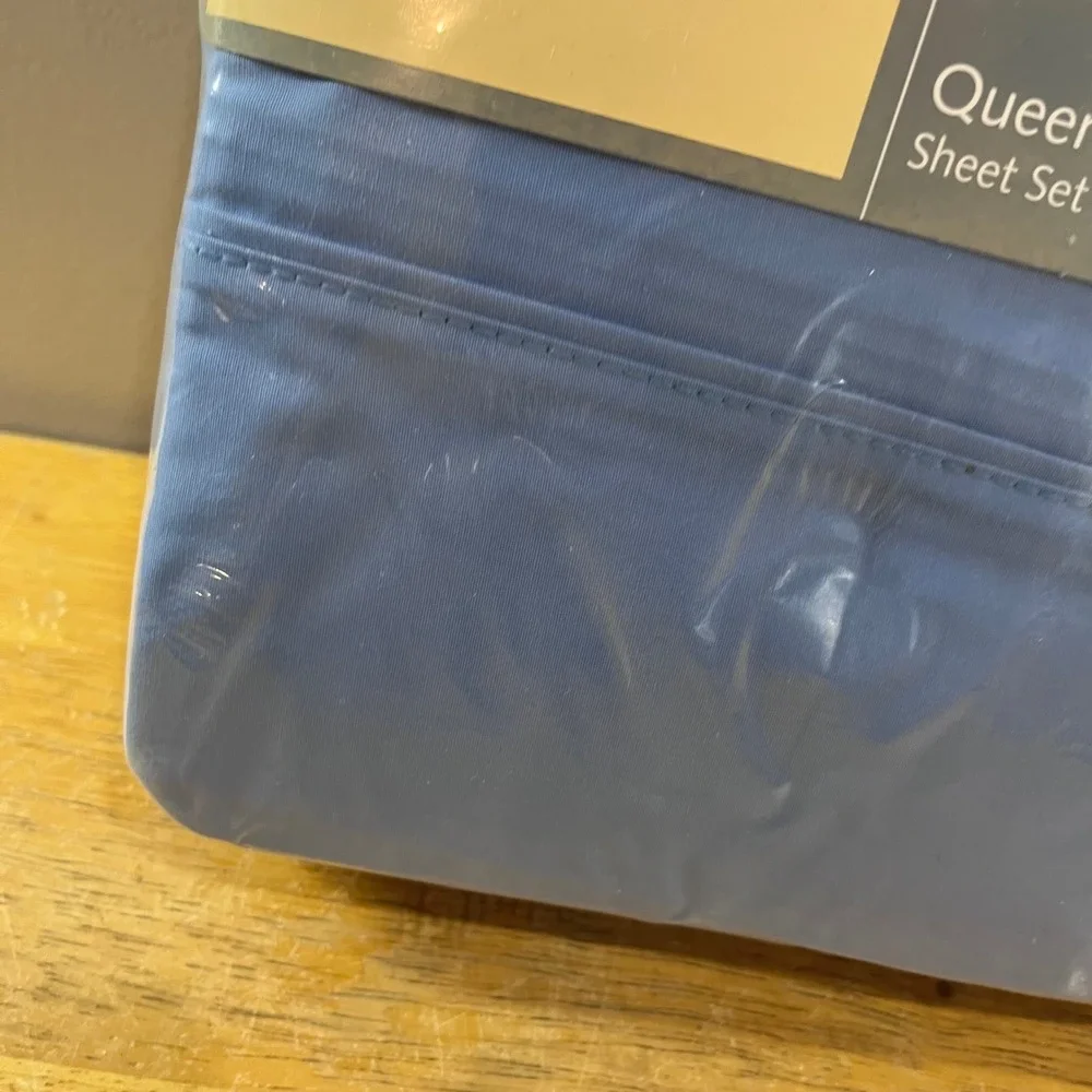 Whole Home Blue Queen Sheet Set 100% Cotton 220 Thread Count Vtg Sears New